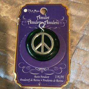 Blue Moon green resin Peace amulet